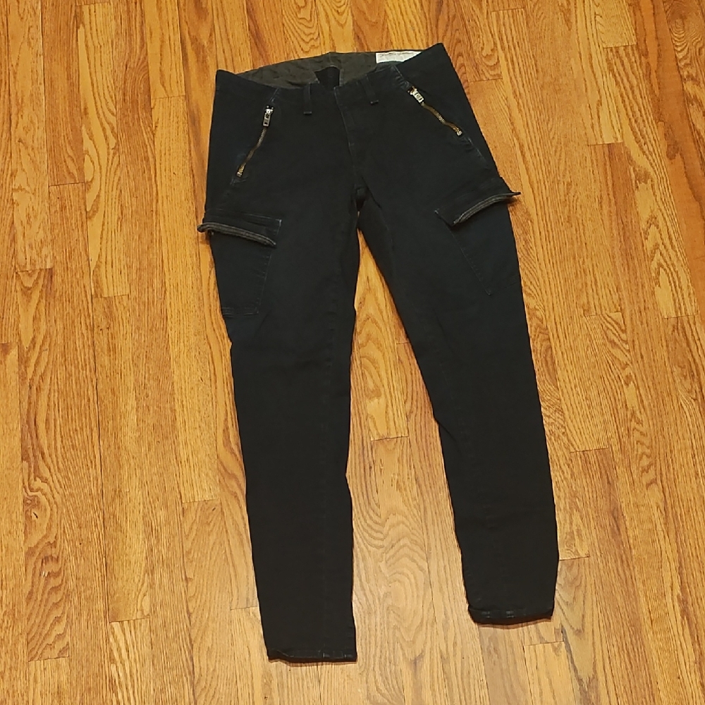 Rag And Bone Bowery Dark Blue Cargo Pants with Zipper Details